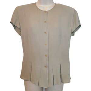 Giorgio Armani Vintage Blouse  Size 46/  US 10 Silk Short Sleeve Shoulder Pads